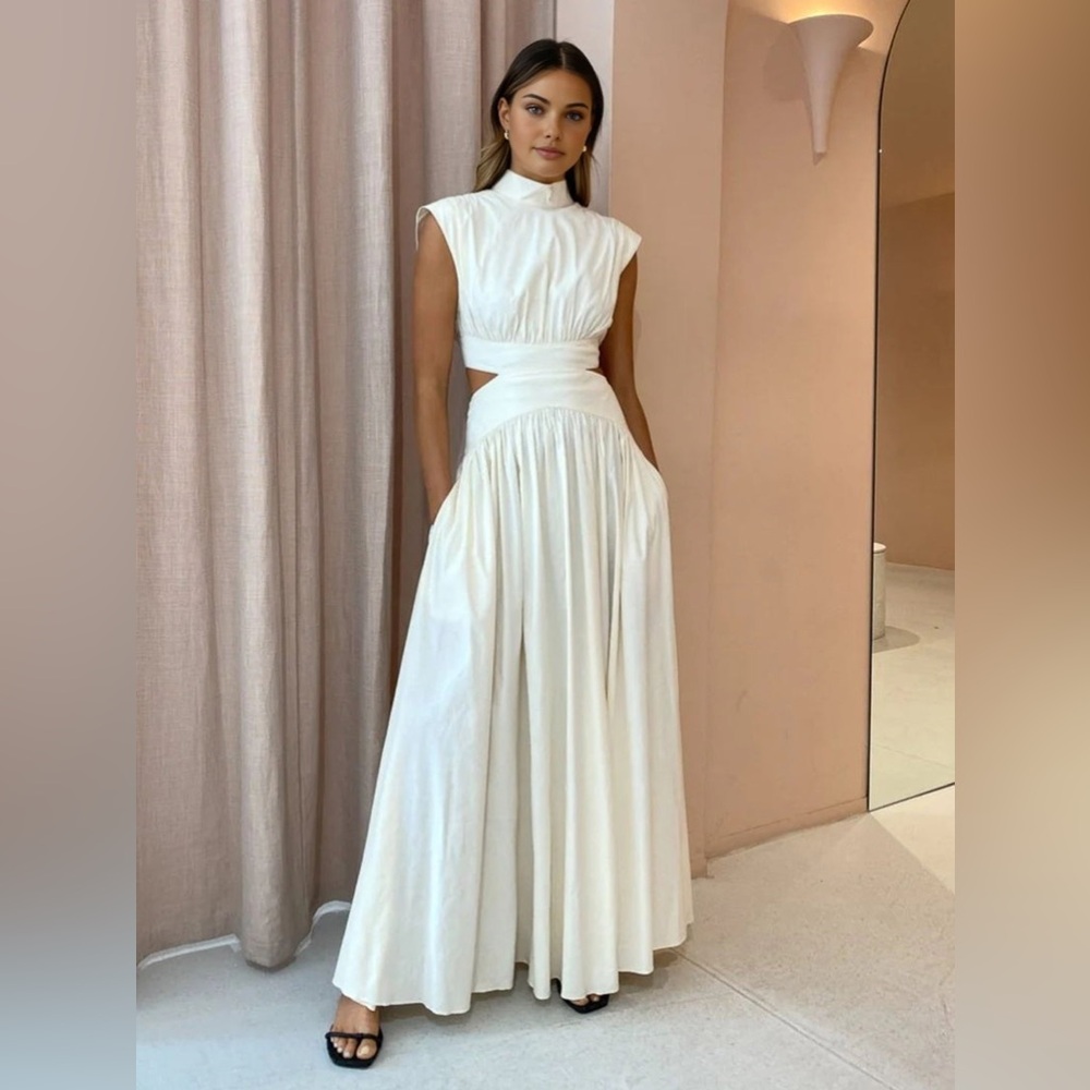 Commense Mock Neck Cut Out Long Dress - Picture 4 of 16